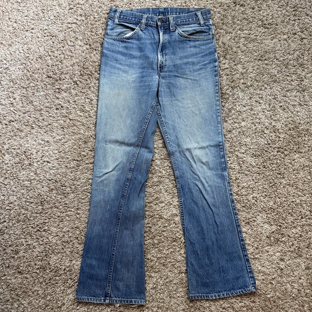 Vintage Levi’s 70’s Orange Tab 646 Bell Bottom Flare Blue Denim Jeans Size 32x33